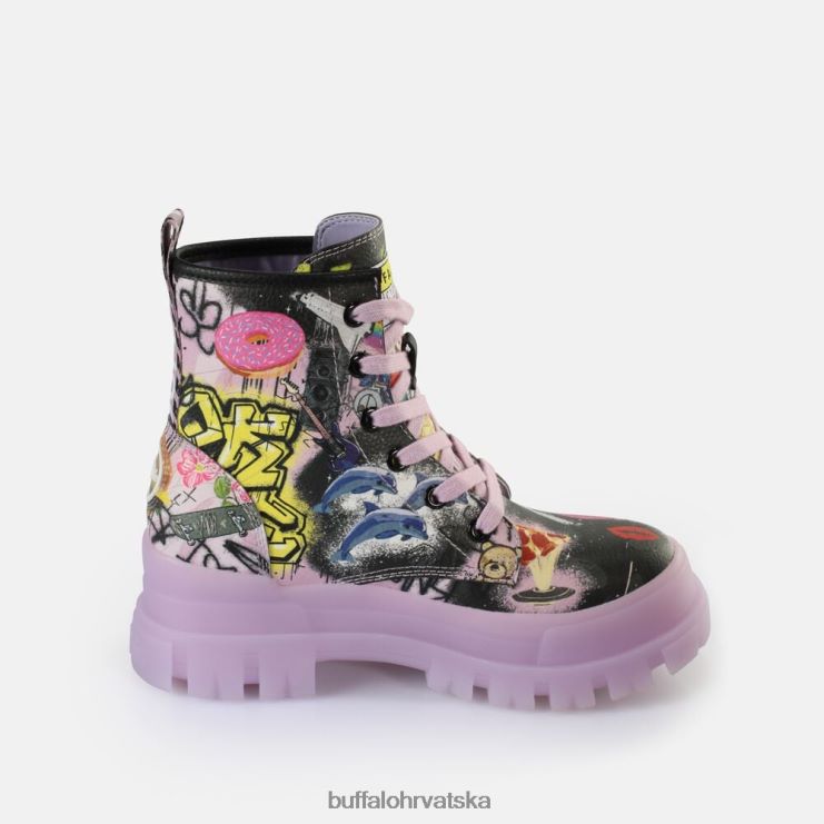 ljubičasti/crni grafiti Buffalo aspha lace up hi gležnjača vegan |čizme TDD6T436